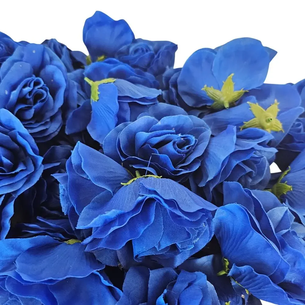 38 Royal Cobalt Blue Artificial Silk Rose Flower Heads 4in Wedding Craft Wreath